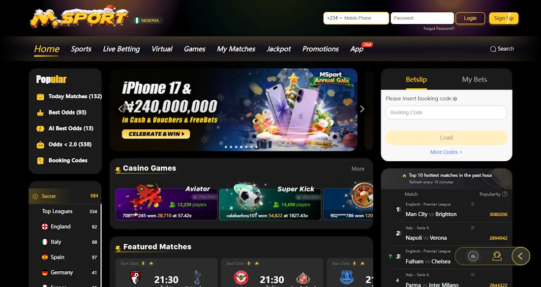 Msport Sportsbook and Casino Screenshot